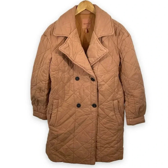 Avec les Filles  Washed Double Breasted Quilted Peacoat - Picture 1 of 12